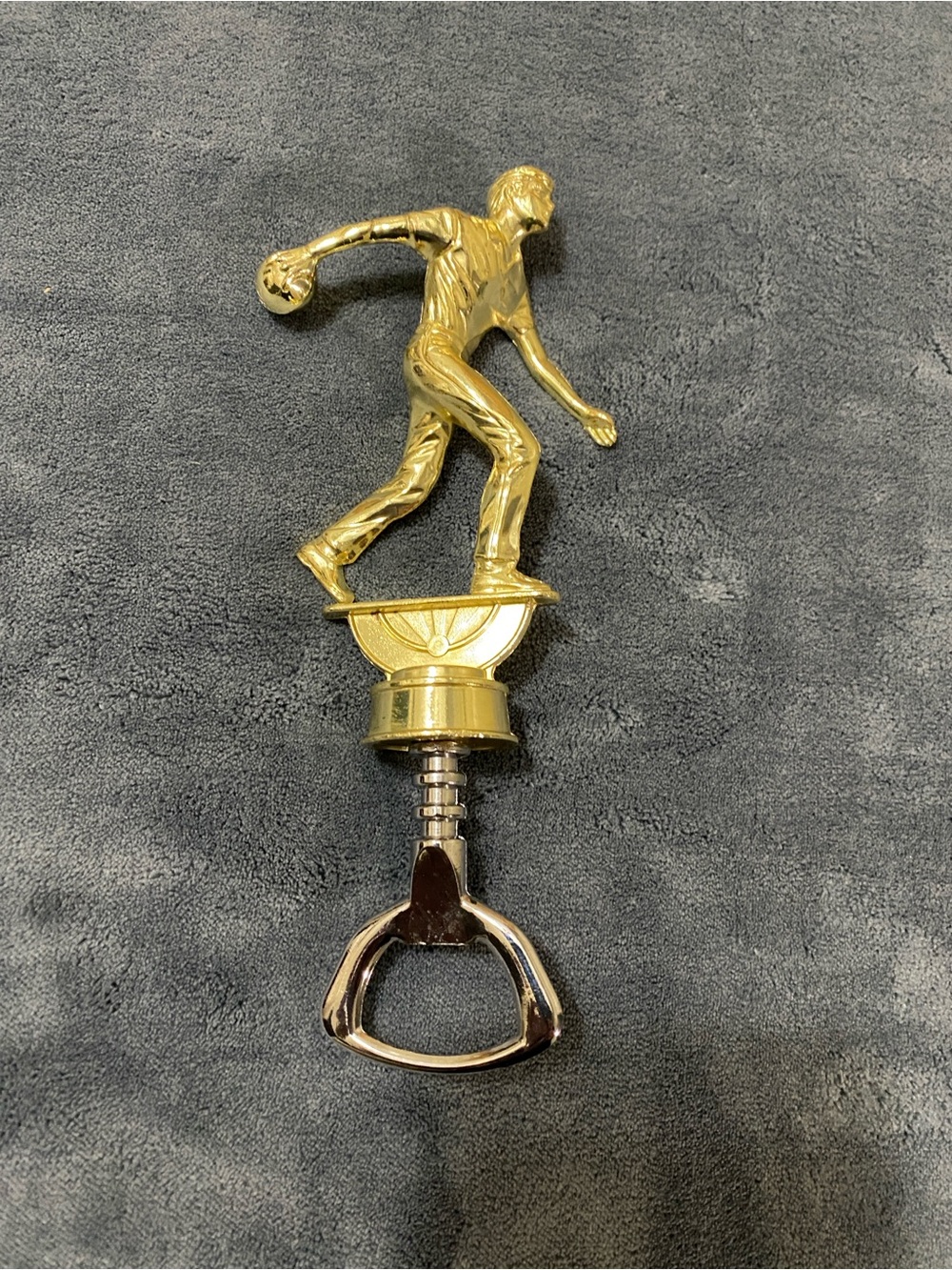 Gold Bowling Figure Bottle Opener -